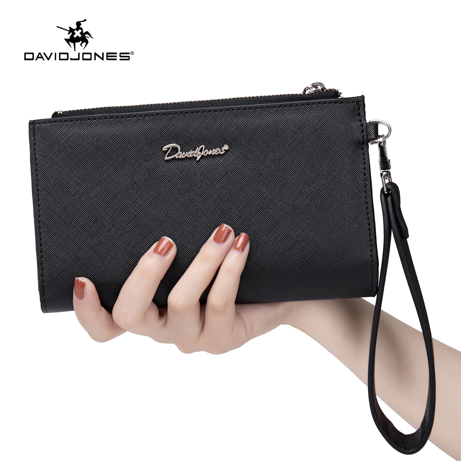 David Jones New Women\'s Wallet PU Leather Small Purses for Women Tassel Money Clutch Female Bag Solid Color Ladies Card Holder