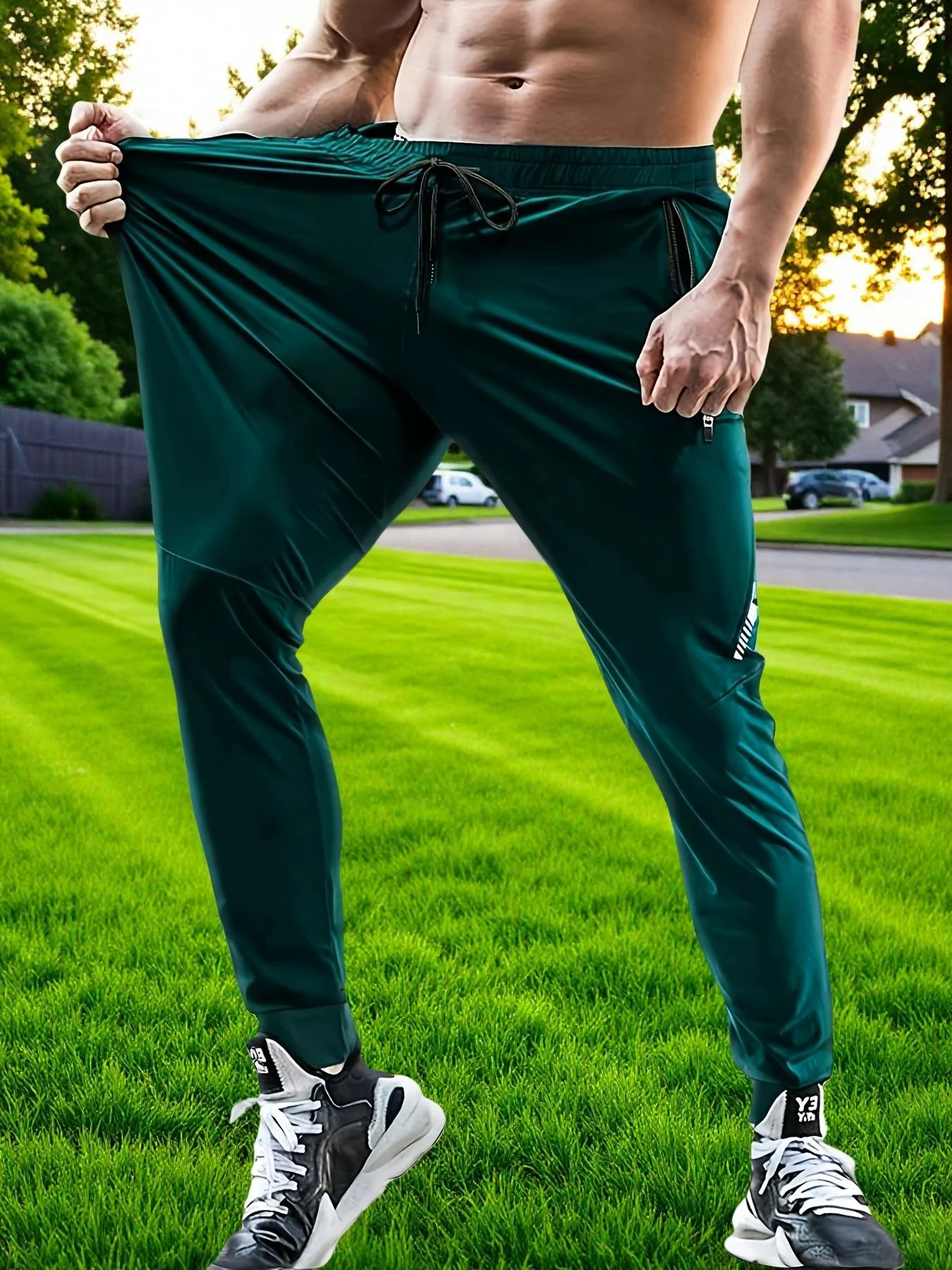 Sommerliche Outdoor-Hose aus Eisseide für Herren, dünne Freizeithose im koreanischen Stil, schnelltrocknend, elastische Beinpartie, eng anliegende Sporthose für Herren – Detail 21