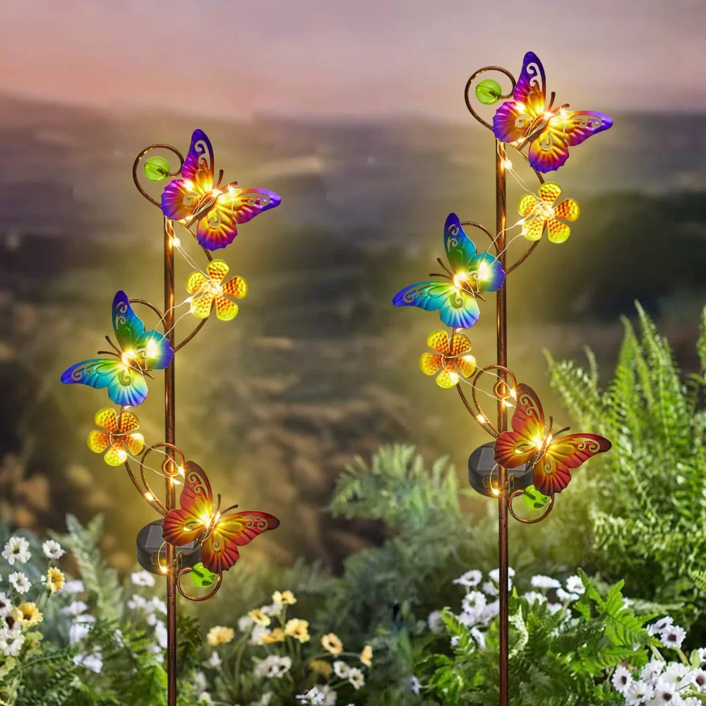 Imagem -04 - Solar Garden Lights Borboleta Outdoor Waterproof Metal Solar Stake Lights Lawn Patio Walkway Butterfly Gifts para Mom Grandma