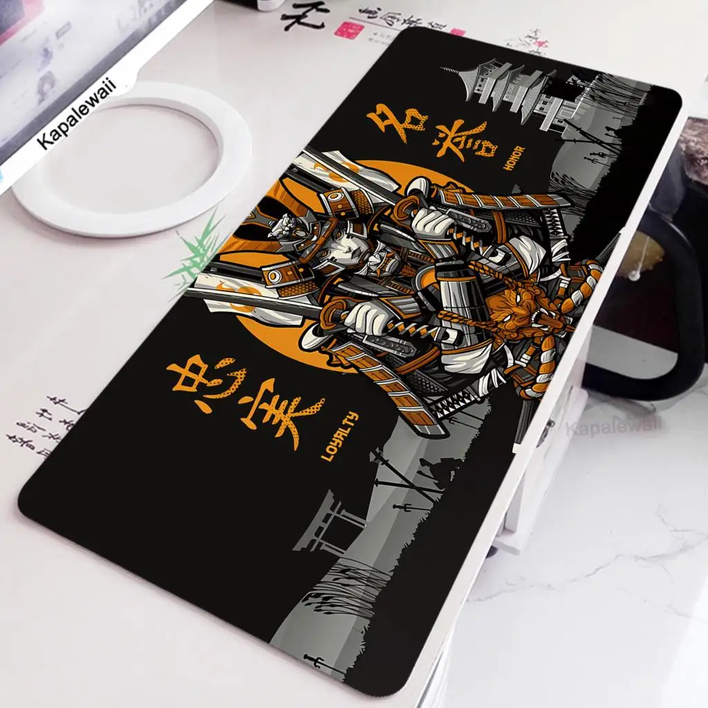 Japanese Style Samurai Mouse Pad Black Mousepad XXL Rubber Mats Company Desk Mat Gaming Keyboard Pads Office Table Carpet