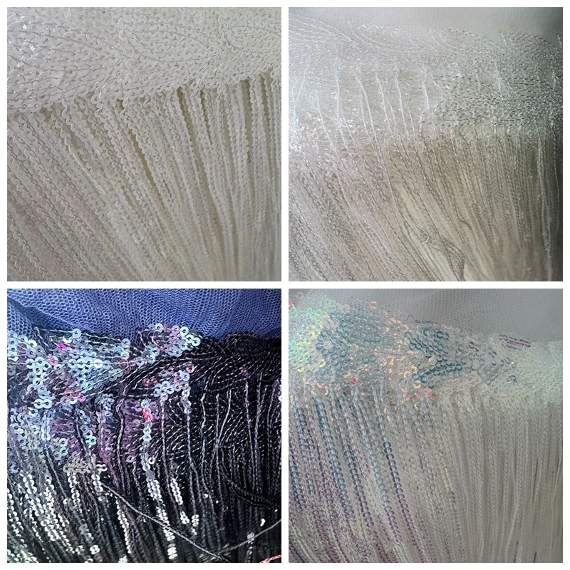 Pailletten-Fransenbesatz für Kleider, 1–10 Yard, goldener Glitzer, Quaste, Nähen, dekorative Hochzeitsaccessoires, Spitzenvorhänge, Tanzkleidung – Detail 10