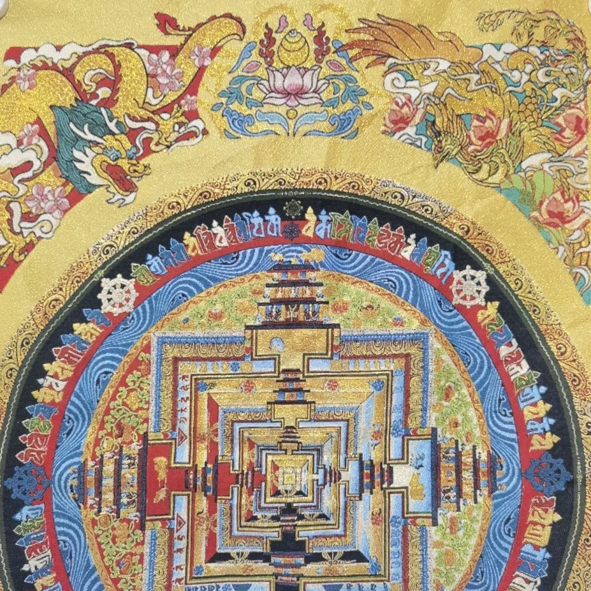 Tibet Buddhist Kalachakra Mandala Mantra Scripture Tapestries Thangka Embroidered Brocade Family Bless Temple Monk Worship