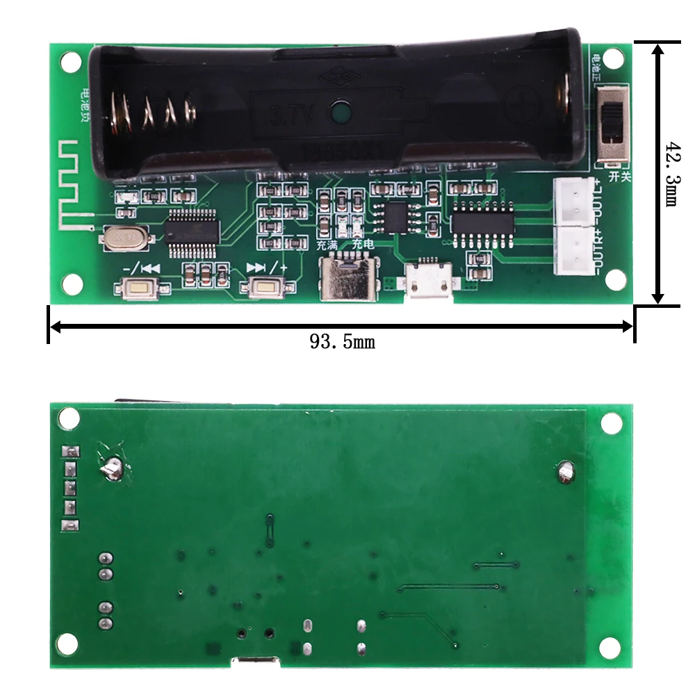 XH-A153 Bluetooth Amplifier Board TYPE-C Micro DC 5V 3W*2 2.0 Channel Audio AMP with 18650 Battery Case For Speakers PAM8403