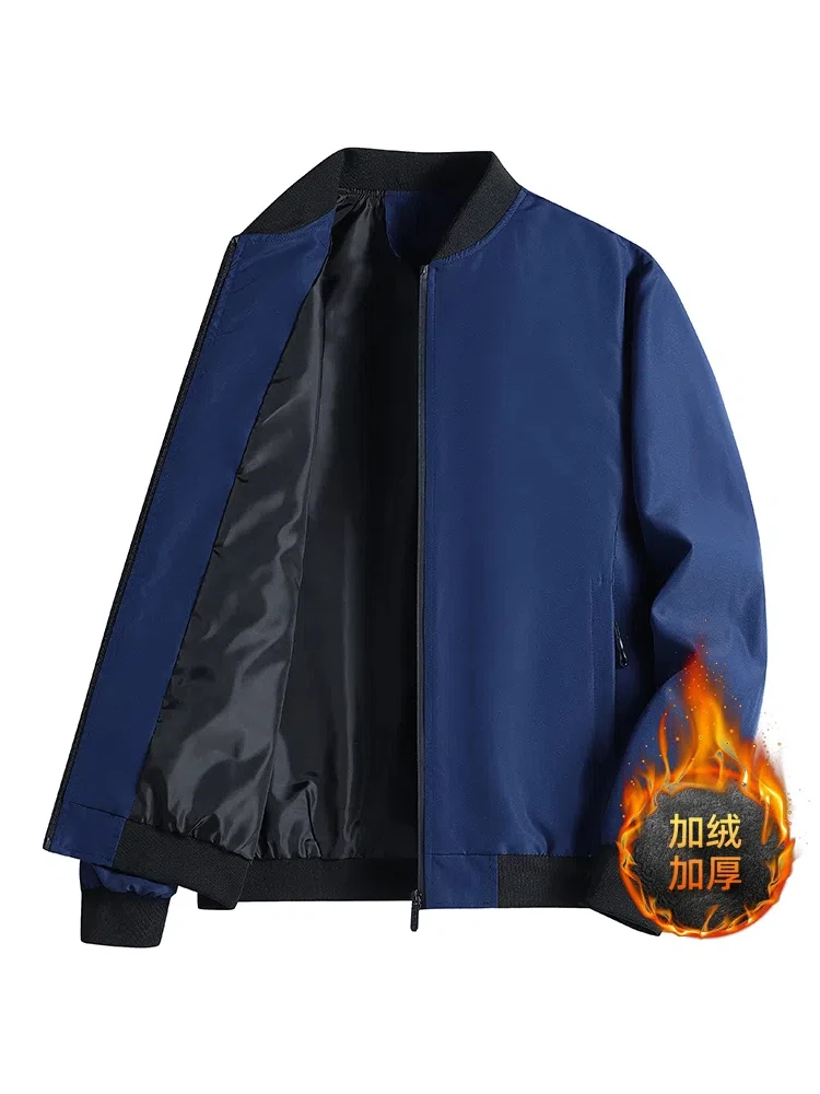 الرجال البيسبول طوق Jaet Thiened Fce فضفاضة تناسب ملابس خارجية دافئة عادية Sle أربعة مواسم ألياف البوليستر سستة إغلاق #2