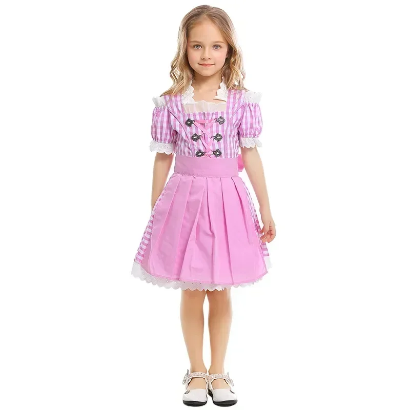 

German Oktoberfest Beer Dress Pink Plaid Children's Costume