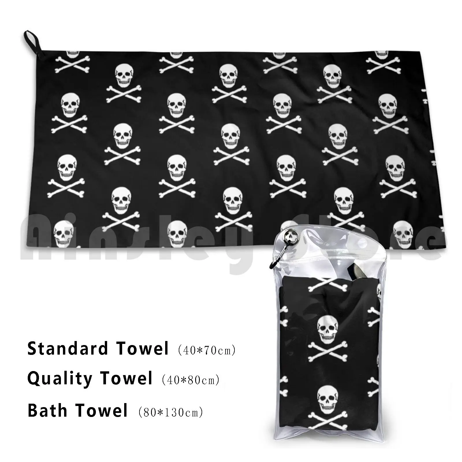Skull-Pattern / Jolly Roger-Pattern Beach Towel Quick Dry Quality Towel Pirat Skelett Piratenflagge Totenschaedel