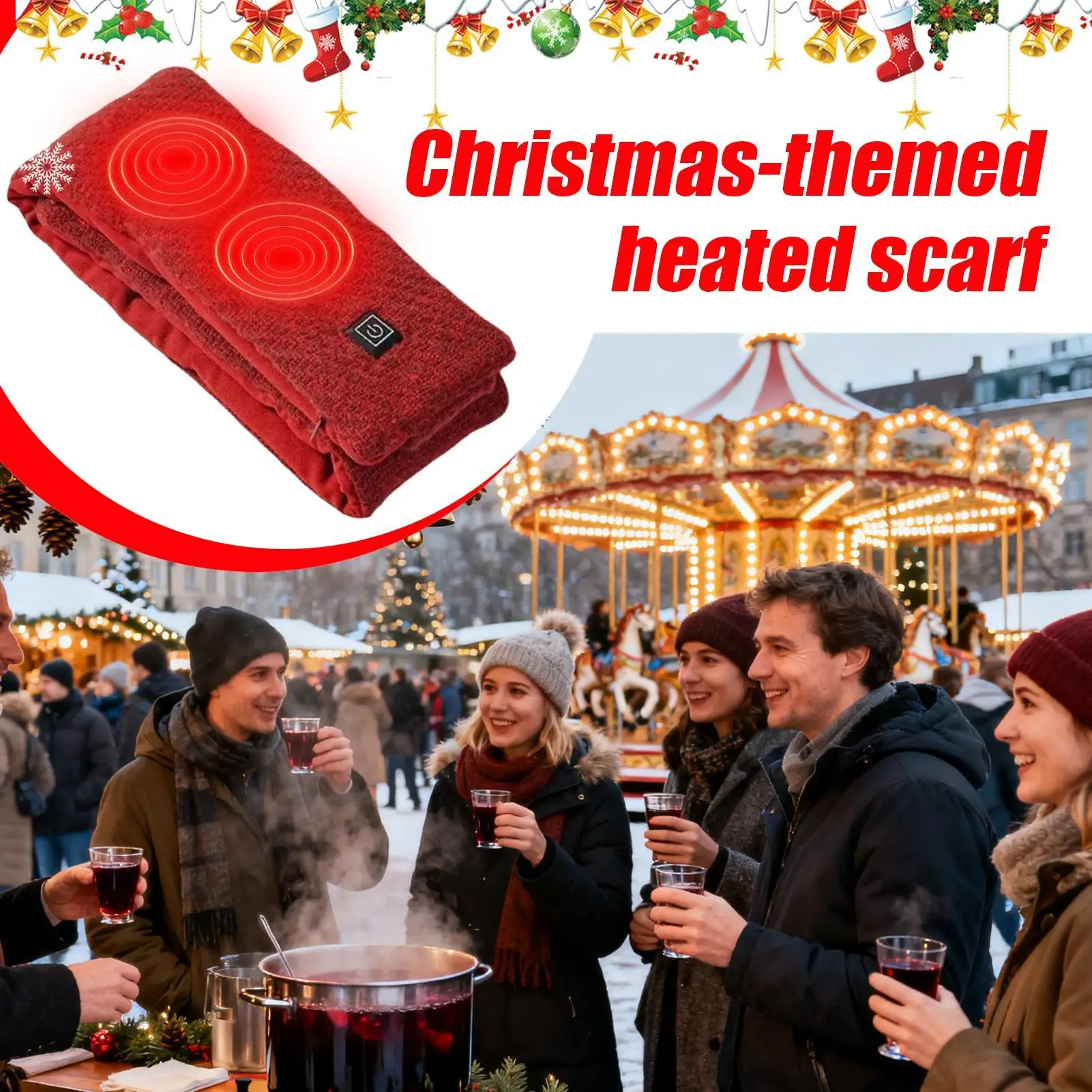 

Heated Scarf For Women Christmas-Themed Cold Weather Neck Warmer Electric Heating Scarf For Women Men Him Her Adults Father