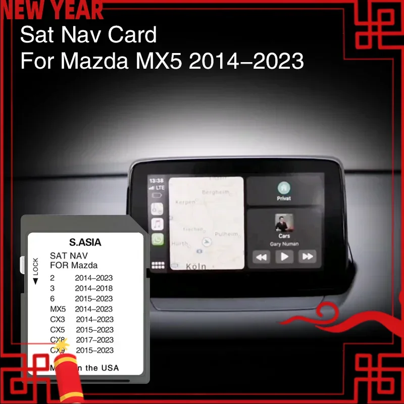 for Mazda MX5 from 2014 to 2023 Navigation Sat Car Naving Map Memeory Card Cover South Asia Newest Update Version