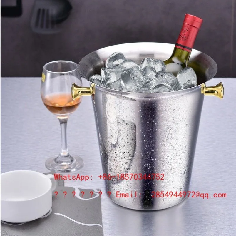 European Stainless Steel Ice Bucket Supplies Champagne Commercial Ice Cube Bucket Creative Beer Red Wine Bucket
