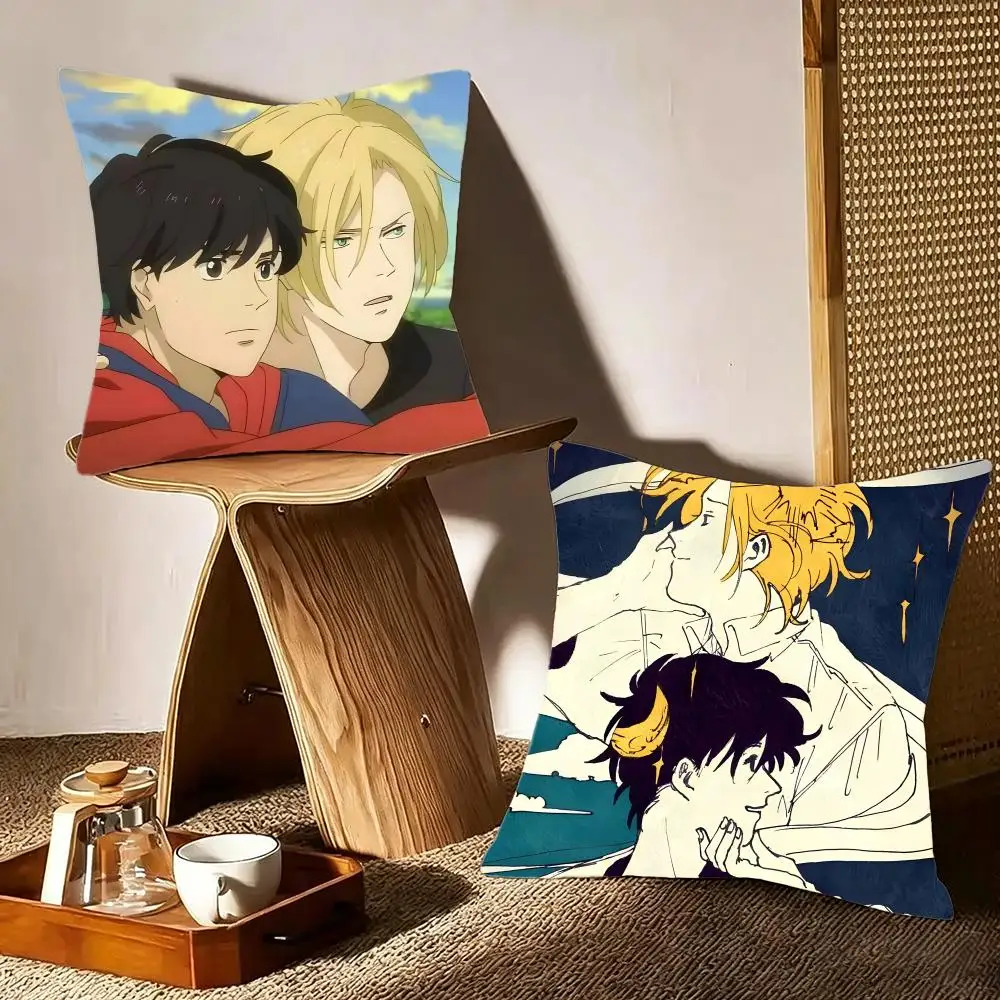 Emotional Anime B-BANANA FISH Cushion Cover Crystal velvet sofa Aesthetic room decor Car seat back cushion