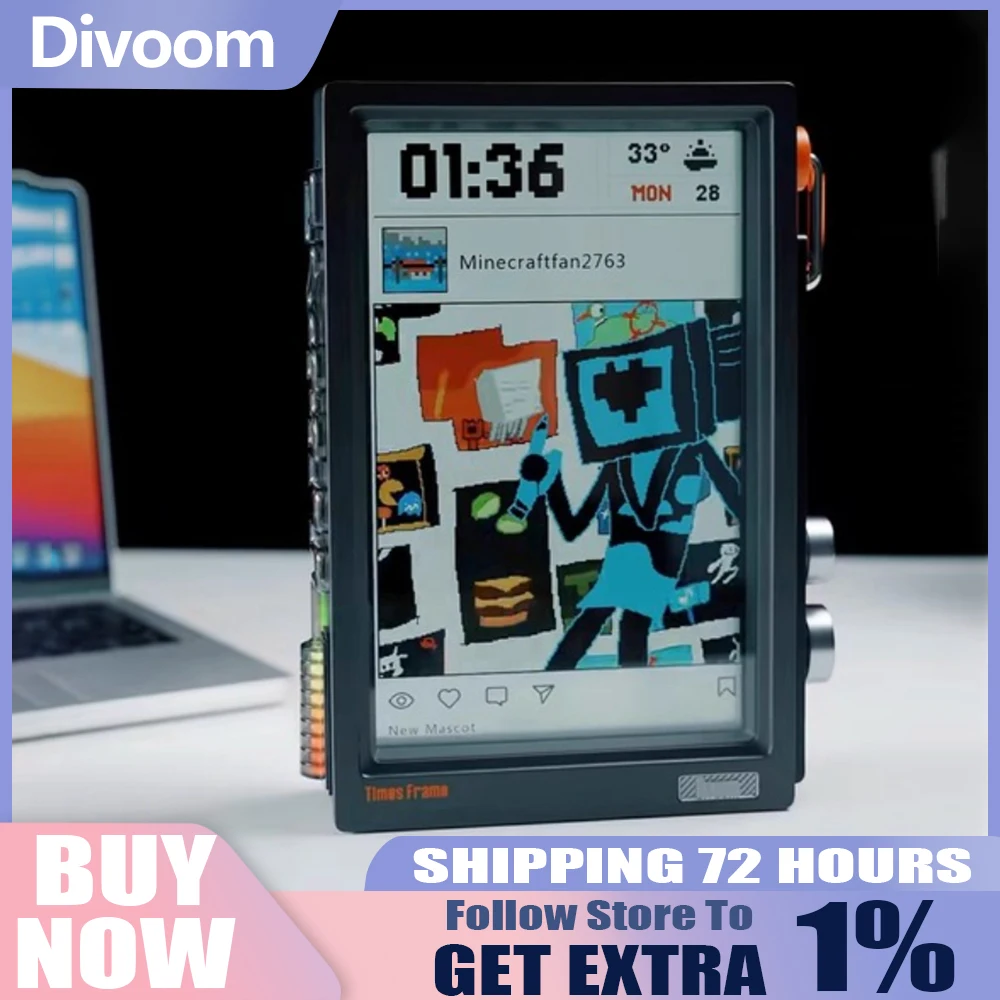 إطار صور تعليق إلكتروني شفاف من Divoom شاشة عرض ألبوم رقمية شاشة صورة عالية الوضوح تذكارية #1