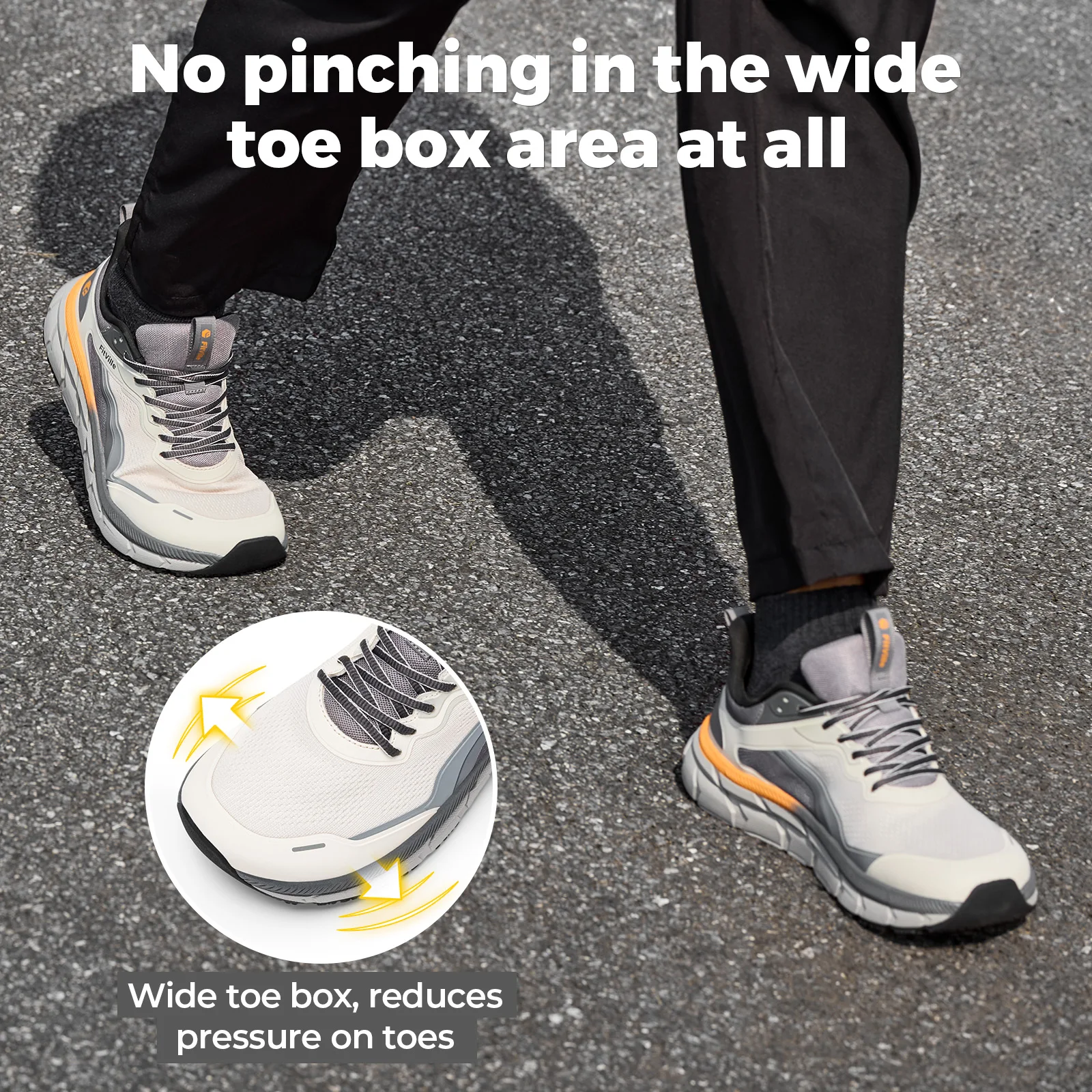 FitVille Sports Sneakers Extra Wide Toe Box Running Shoes Breathable Cushion Jogging Shoes for Men Comfort Arch Support Non-slip