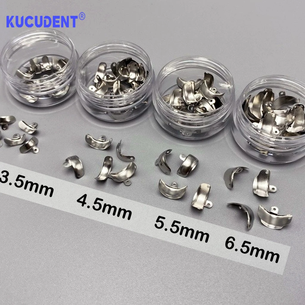 50/100Pcs Dental Contoured Metal Matrix Bands Kit - 3.5/4.5/5.5/6.5mm Sectional Matrices for Teeth Restoration & Orthodontics