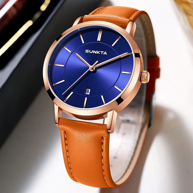 SUNKTA 2026 ساعة رجالي فاخرة LIGE موضة عادية كوارتز ساعات المعصم مقاوم للماء تاريخ الأعمال الساعات النساء الهدايا Reloj Hombre