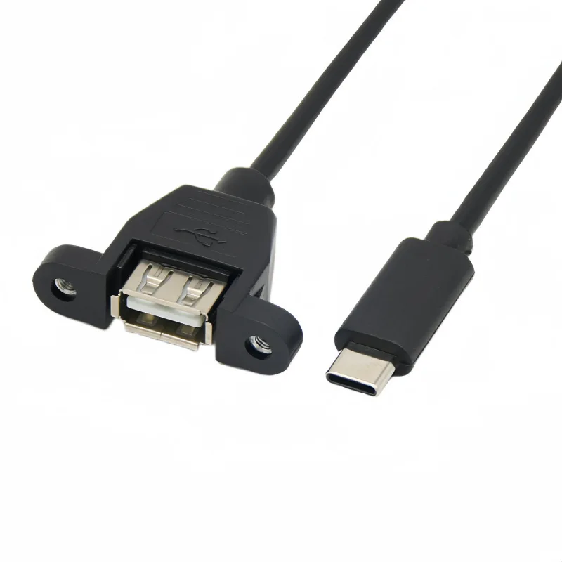 2pcs Type-c To USB 2.0 With Screw Micro USB Mini USB Square mouth BM Data Cable Can Be Fixedly Installed Extension Cable