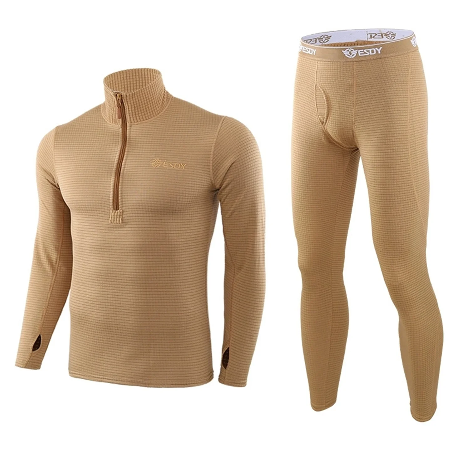 Winter Men's Outdoor Sports Underwear Set Breathable Thermal Camouflage Hunting Lining Underwear Shirt And Pants