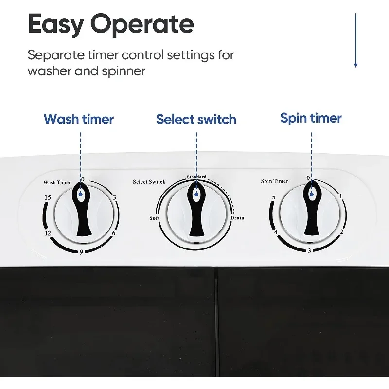 Portable Clothes Washing Machine Mini Twin Tub Washing Machine 13lbs Capacity with Spin Dryer,Compact Washer