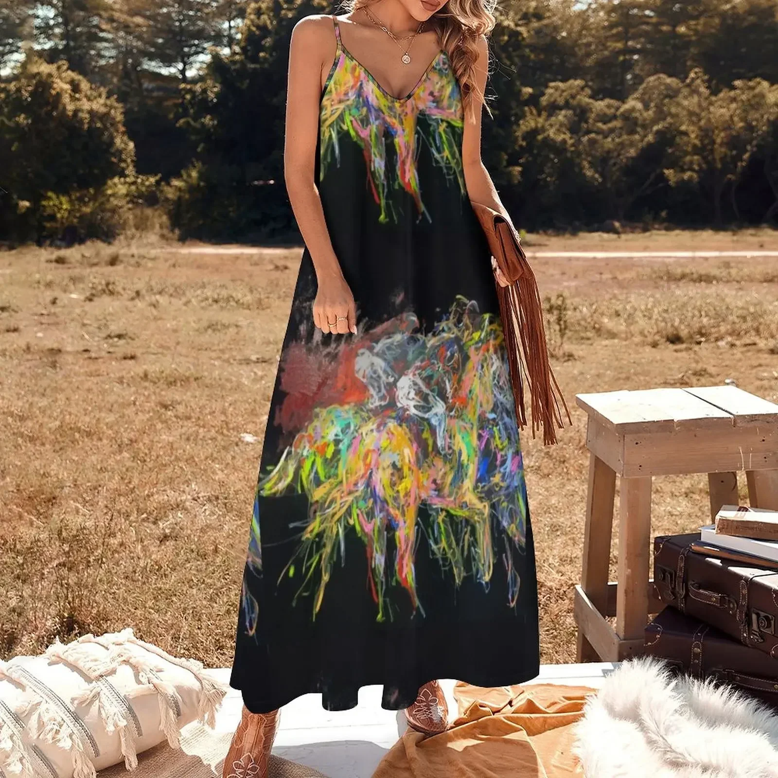 Derby abstract Sleeveless Dress dress summer Women's summer dresses elegant chic women dresses promotion Dress