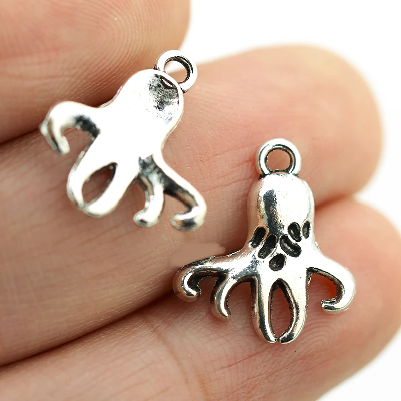 32pcs 18X16mm Antique Tibetan Silver Color Charms DIY Bracelet Necklace Pendant Accessories Octopus