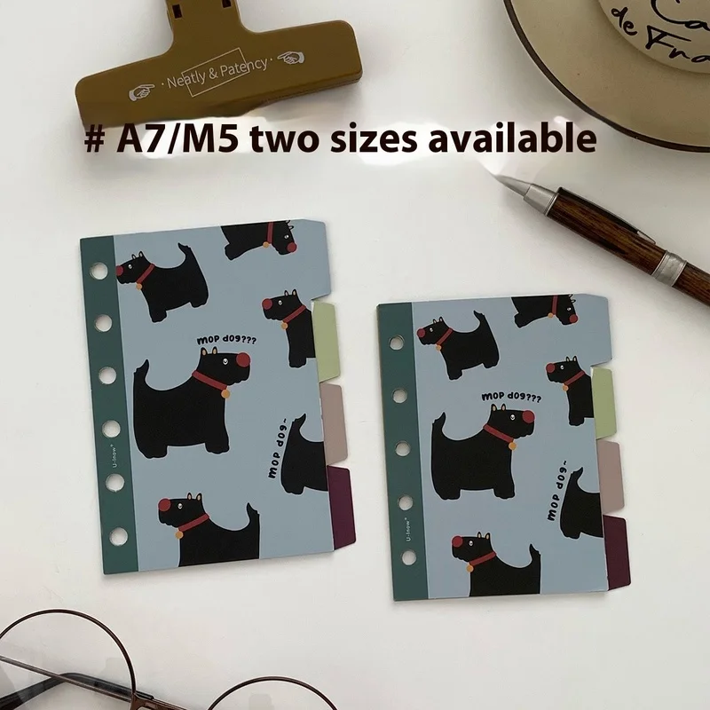 Kawaii Bookmark Index Pages For A7/M5 Books Cute Retro Animals Index Seperator Loose Leaf Notebook Sides Dividers Stationary