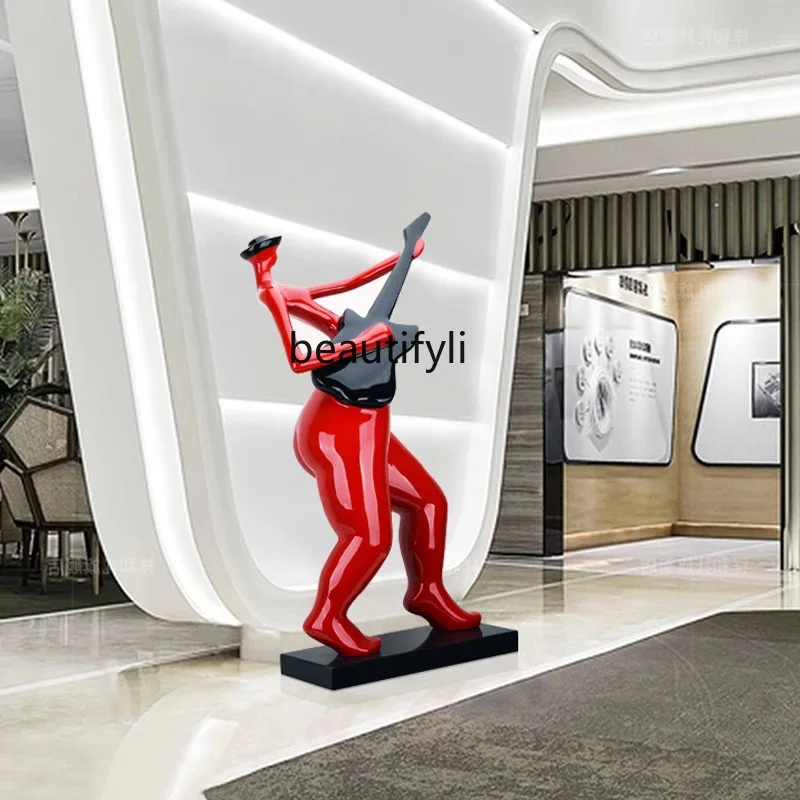 

Creative music blowing, bouncing, figure sculpture, abstract art ornament, high-end floor-to-ceiling home decoration