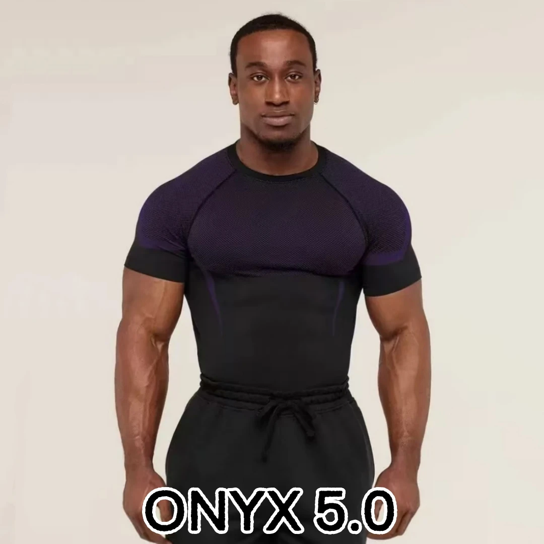 Camiseta de fitness ONYX V5 Agate, top elástico con logo SHARK, camiseta de manga corta para fitness para hombre y mujer