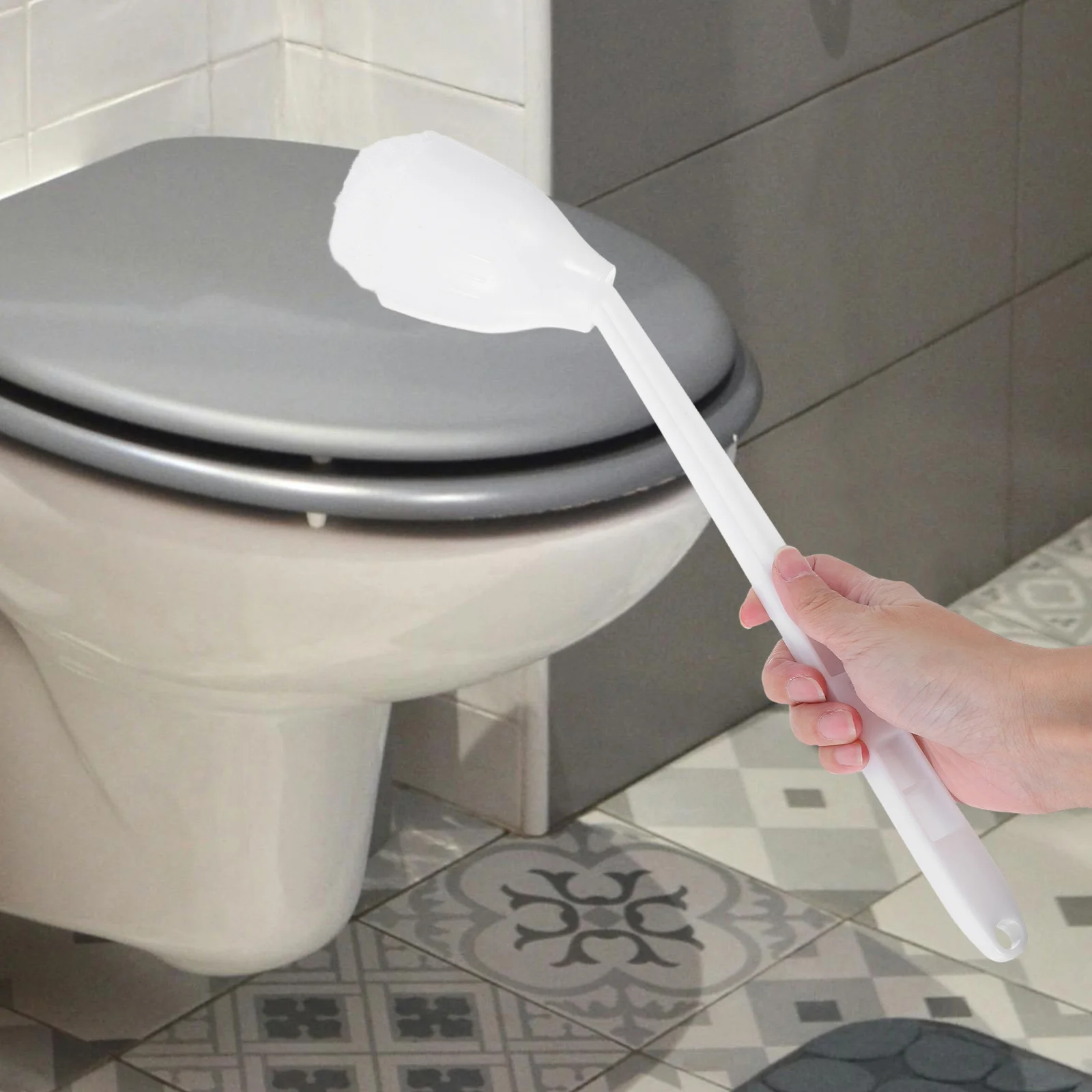 

2Pcs Long Handle Toilet Brush Elastic Soft Bristles Deep Cleaning Toilet Bowl Brush Bathroom Cleaning Supplies Modern Angled