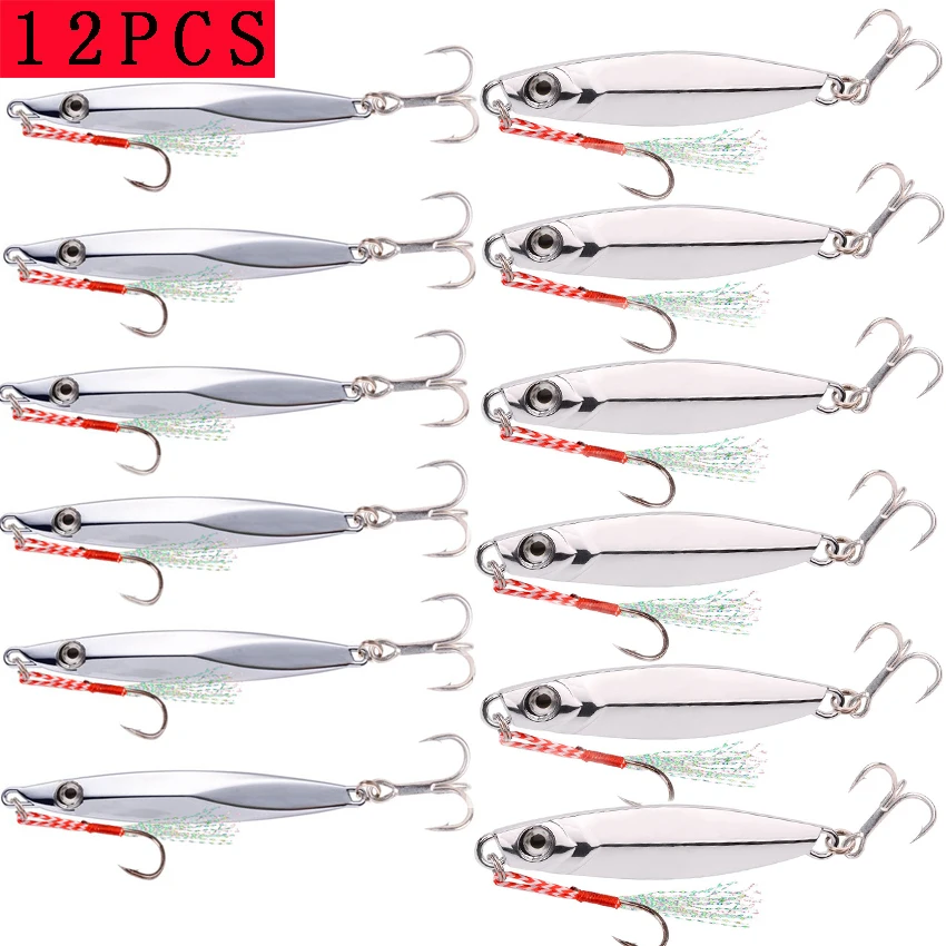 

12 шт., рыболовные приманки серебристого цвета, 30g40g60g80g100g