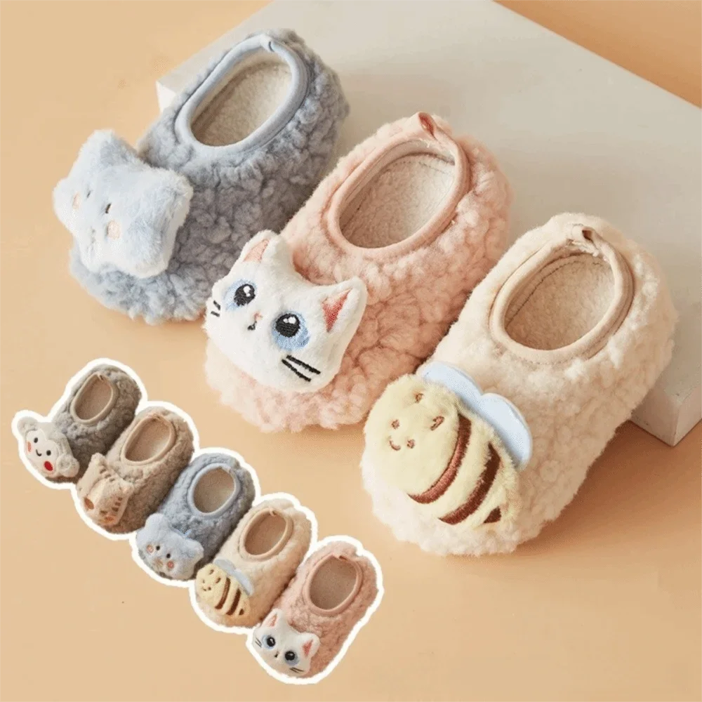 

A Pair Boys Girl Winter Warm Baby Slippers Anti-slip Sole Soft Toddler Sock Shoes Comfortable Kids Shoes Walking Practice
