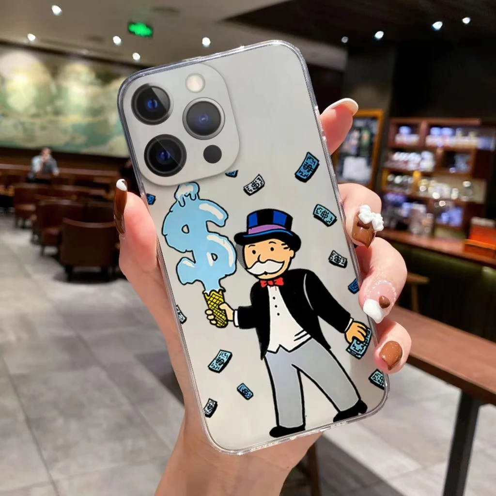 Catoon Dollar Alec Monopoly Phone Case For iPhone 16 15 14 13 12 11 Pro Max XS X XR 7 8 SE Shockproof Bumper Back Cover - náhled 4