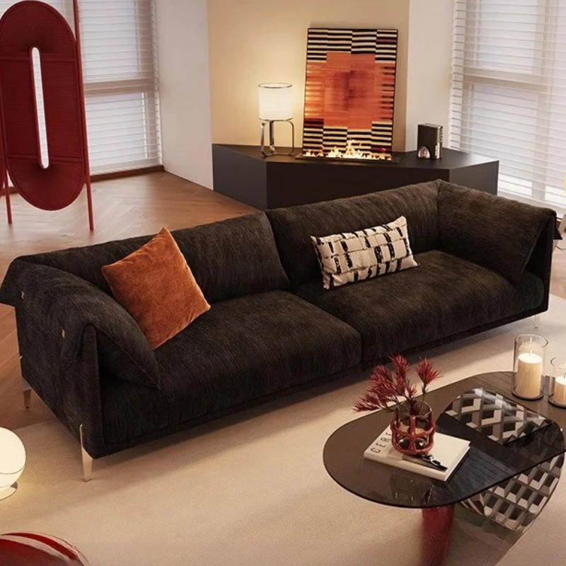 

Italian Minimalist Sofas Decor Designer Black High Quality Straight Row Entrance Sofas Light Luxury Adult Sillon Cama Furniture