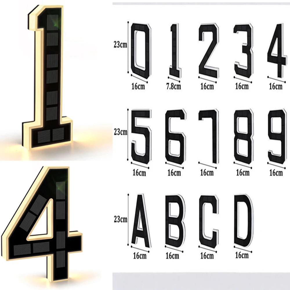 Solar LED House Number Light Outdoor Address Sign Lamp Modern Solar Powered Address Number Plaque for Yard Home Exterior Decor