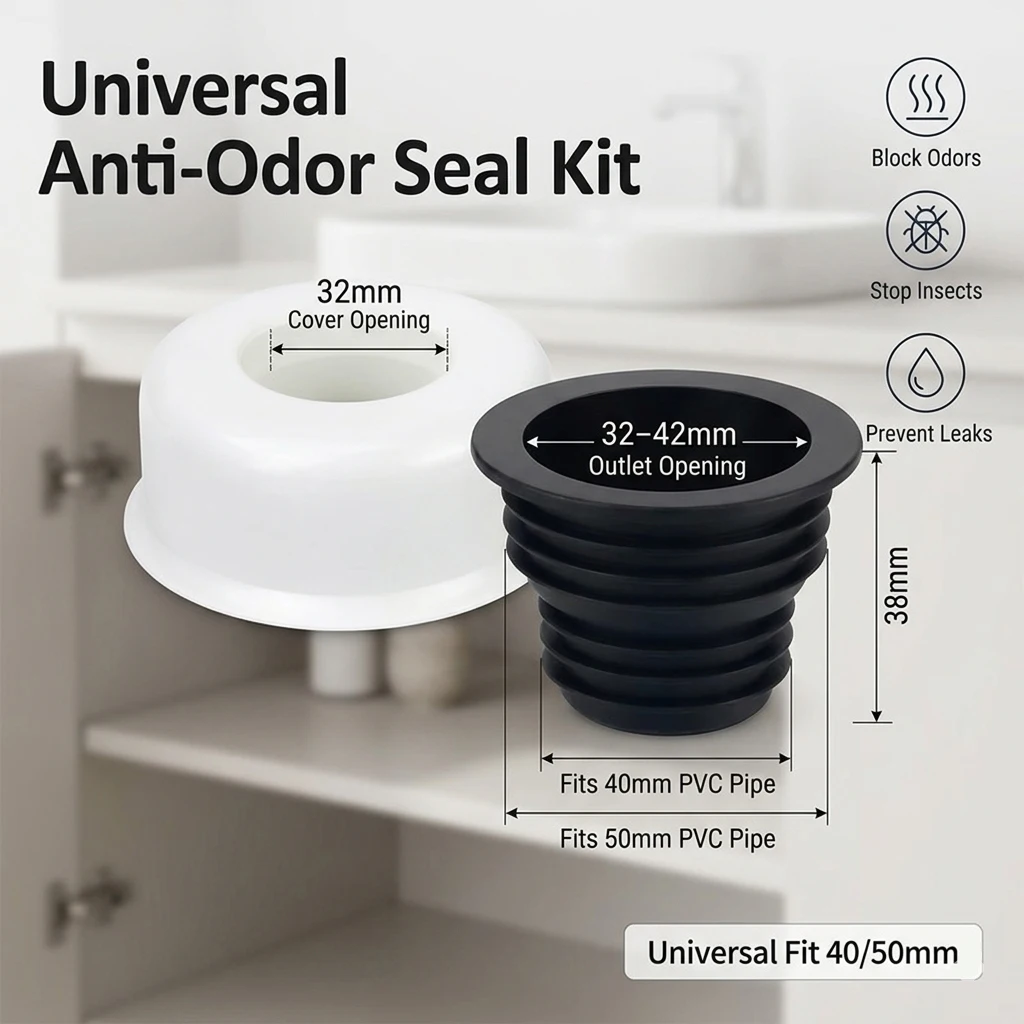 

Universal Anti-Odor Drain Plug,Silicone Seal Ring with Deodorant Filter,Leak-Proof,40/50mm Sink Sewer Pipe,Kitchen&Bathroom Use