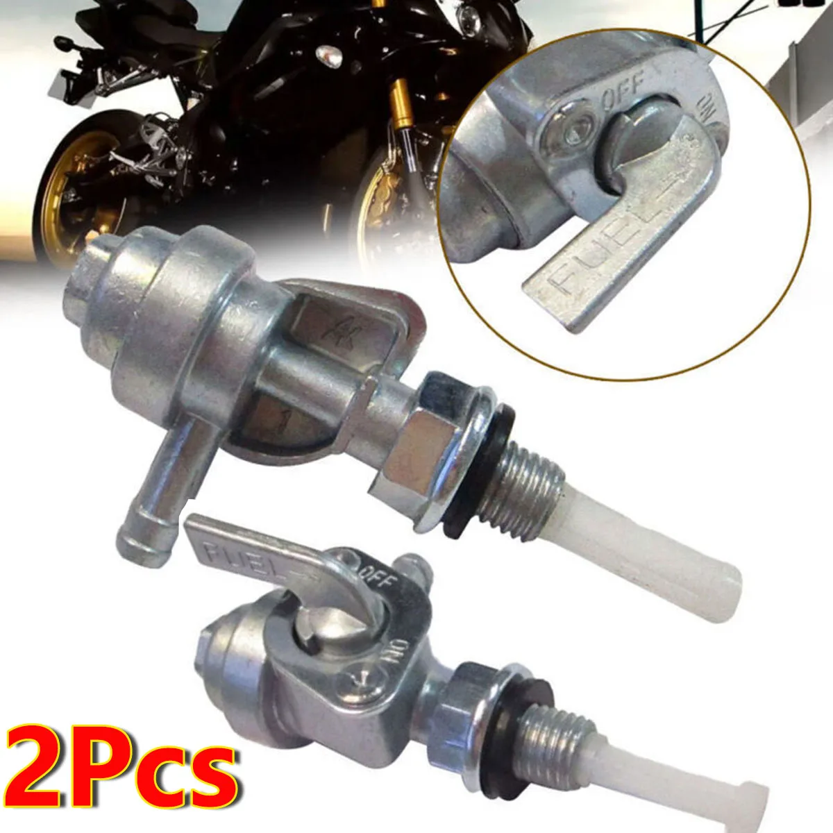 2x Motorcycle ON/OFF Universal Fuel Shut Off Valve Tap Switch Replacement For Generator Gas Engine Tank Switch Fit 1/4" Hose Tap