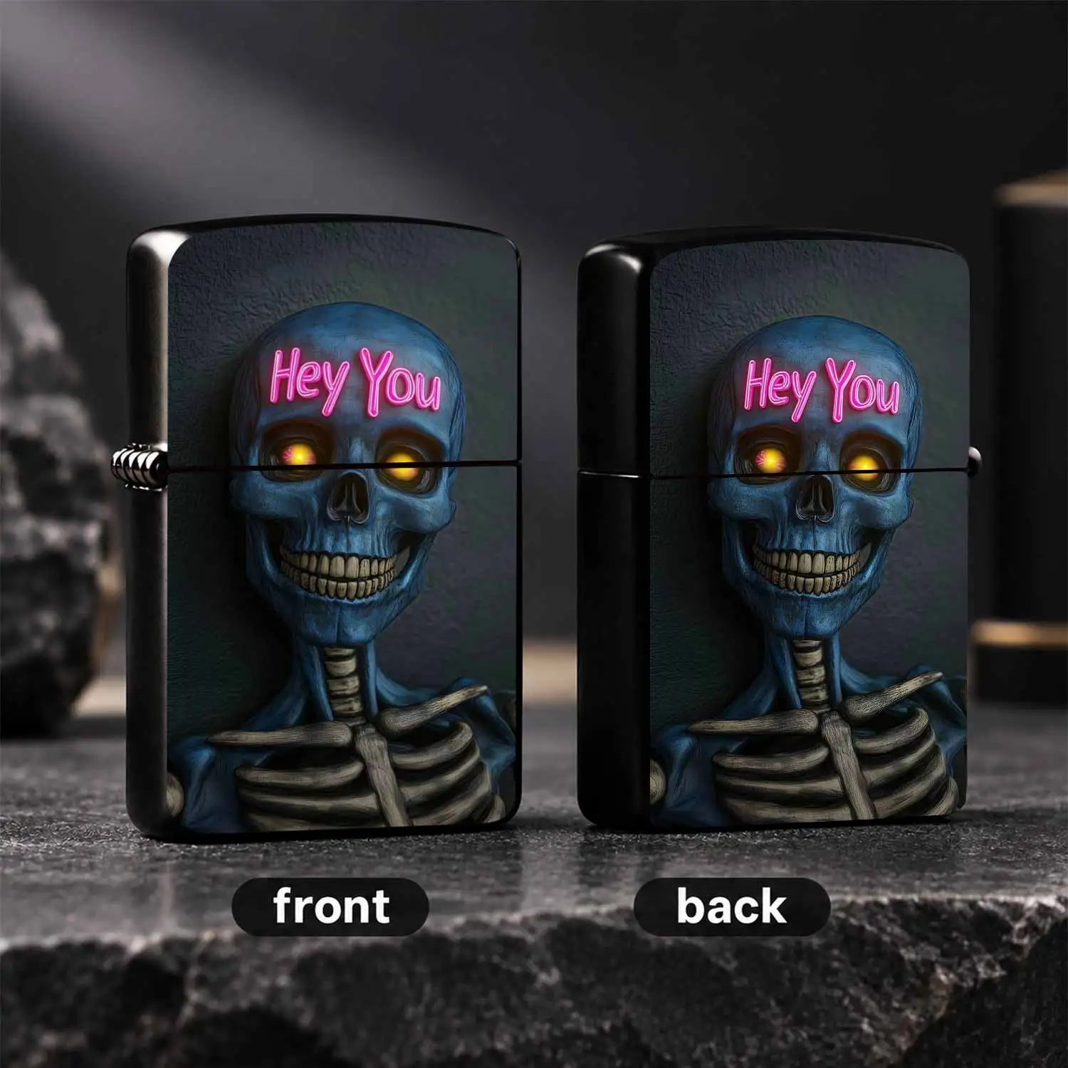 Fun Blue Skeleton Decor Lighter, Vivid Neon Hey You Mark, Universal Fit for All Daily Scenarios, Cool Portable Practical Item, Unique Thoughtful Gift for Friends and Hobbyists, Ideal for Daily Carry or Desktop Display A Humorous And Intere