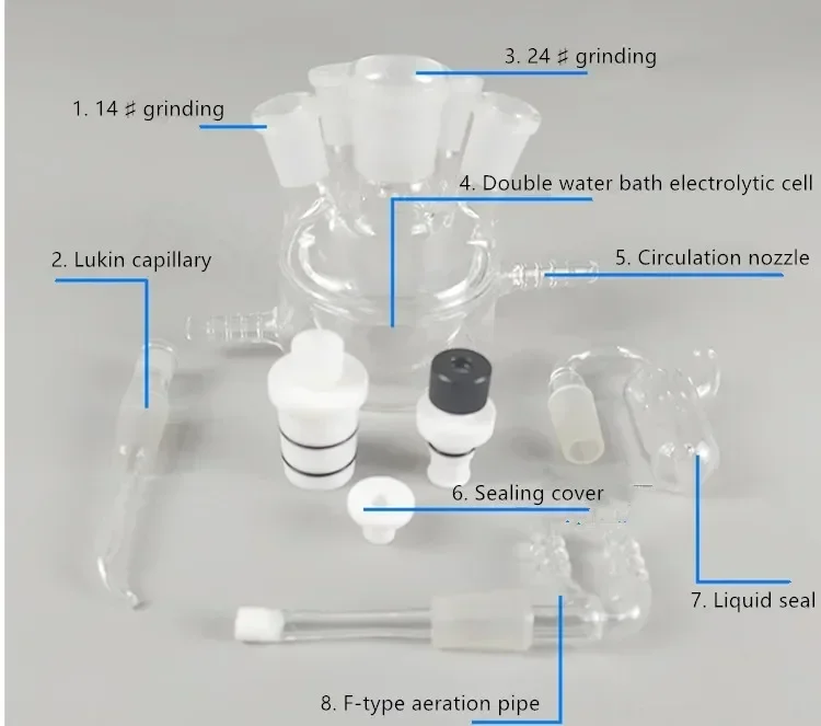 Doppelschichtiger Wasserbad-Elektrolyseur mit fünf Anschlüssen (versiegelt)