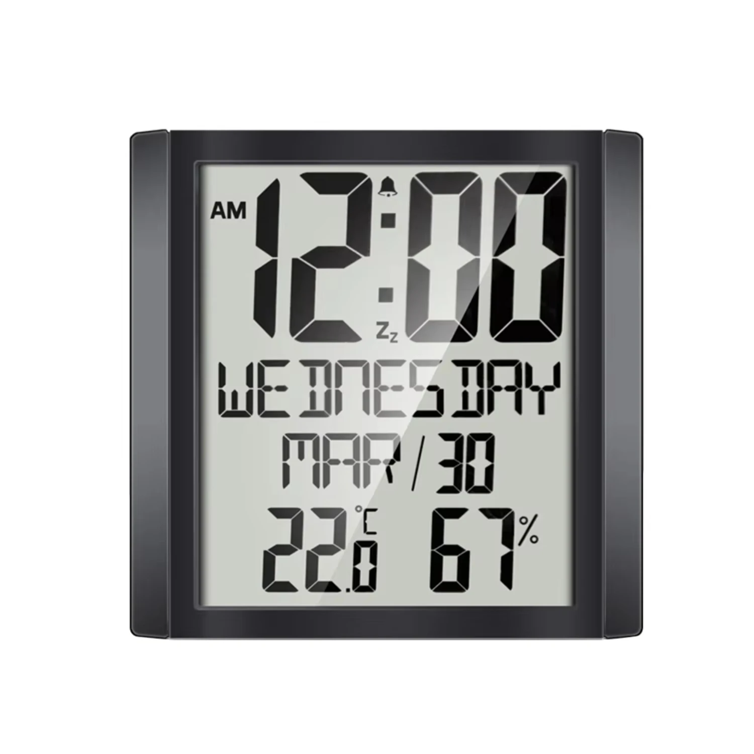 Digital Wall Clock with Temperature&Humidity Date/ Week Alarm Clock ℃/ ℉ Thermo-hygrometer Weather Monitor   Office