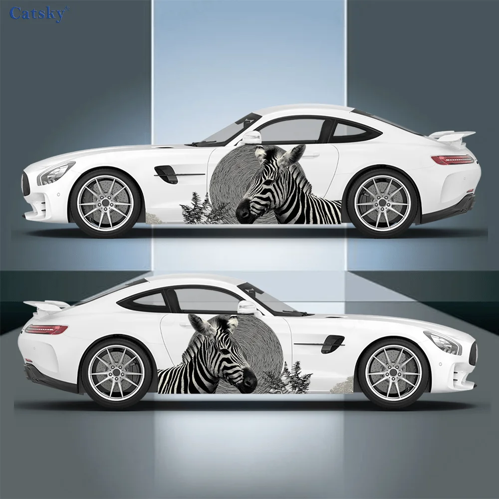 

Black round line zebra sticker, suitable for cars and trucks, durable, fade-resistant, easy to install and remove - Enhance the