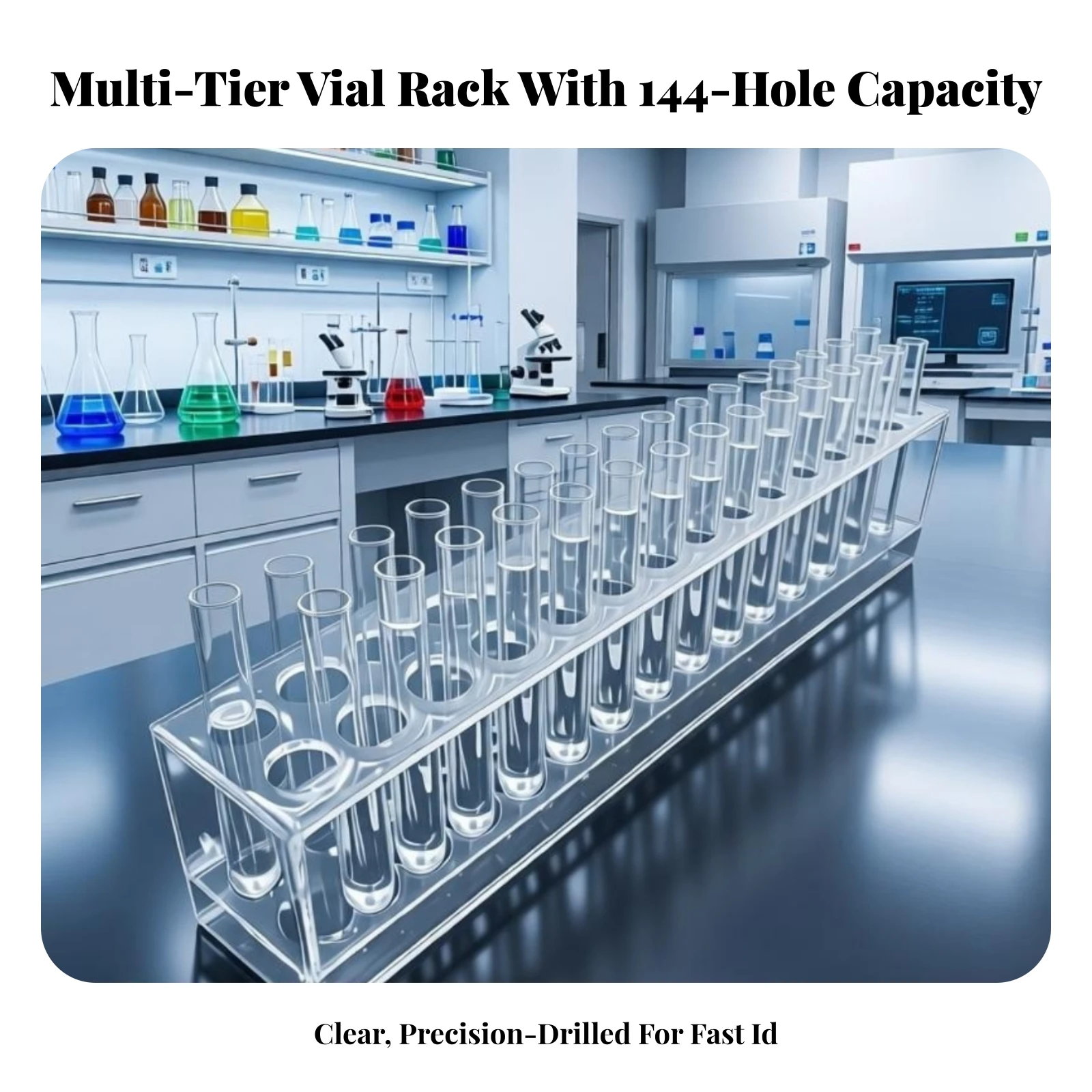 Test Tube Rack Long-Lasting Test Tube Holder Rack with Holes Space-Saving Compact for Teachers, Science Laboratory, Laboratory view 4