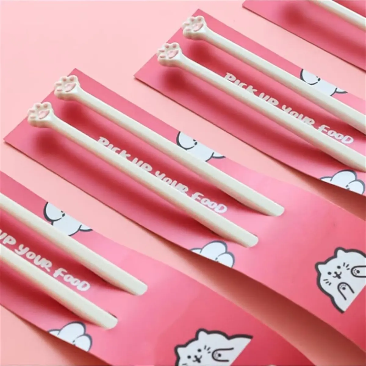 ABNQ Cat Paws Chopsticks,Reusable Non-Slip Pink Chopsticks, Cute PinkPaw Prints, Durables and Easy to Use CatClaw