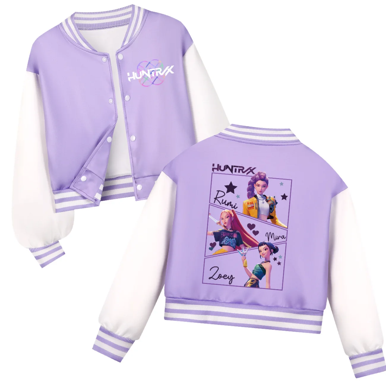 KPop Demon Hunters Kids Huntrix Bluza z kapturem w stylu baseballowym na wiosnę i jesień, codzienna odzież dla chłopców, dziewcząt i niemowląt, kostium dla dzieci