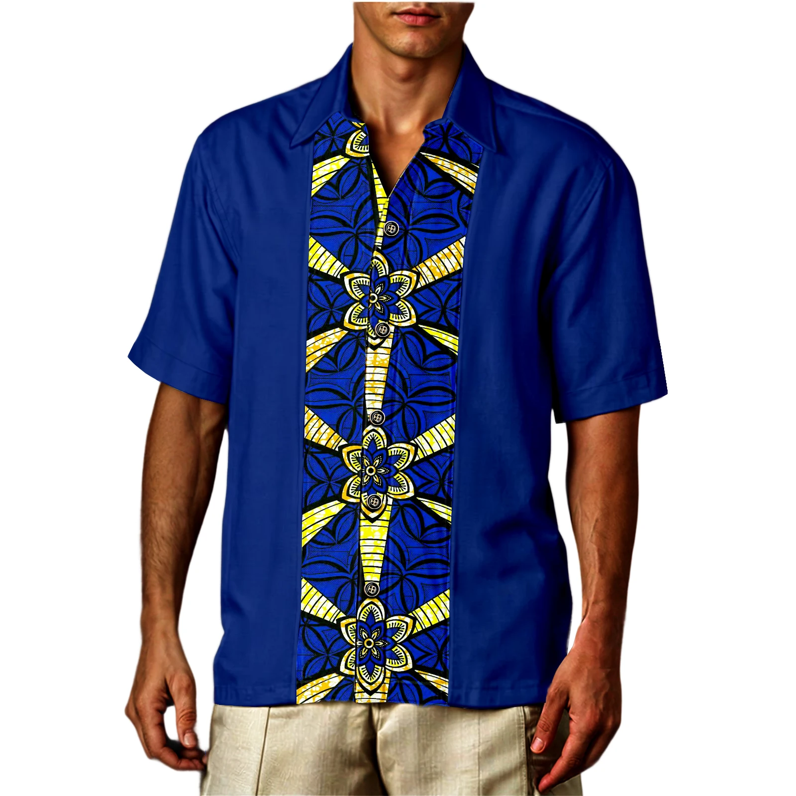 

African Men Shirt Fashion Short Sleeve Dashiki Casual Tribal Attire