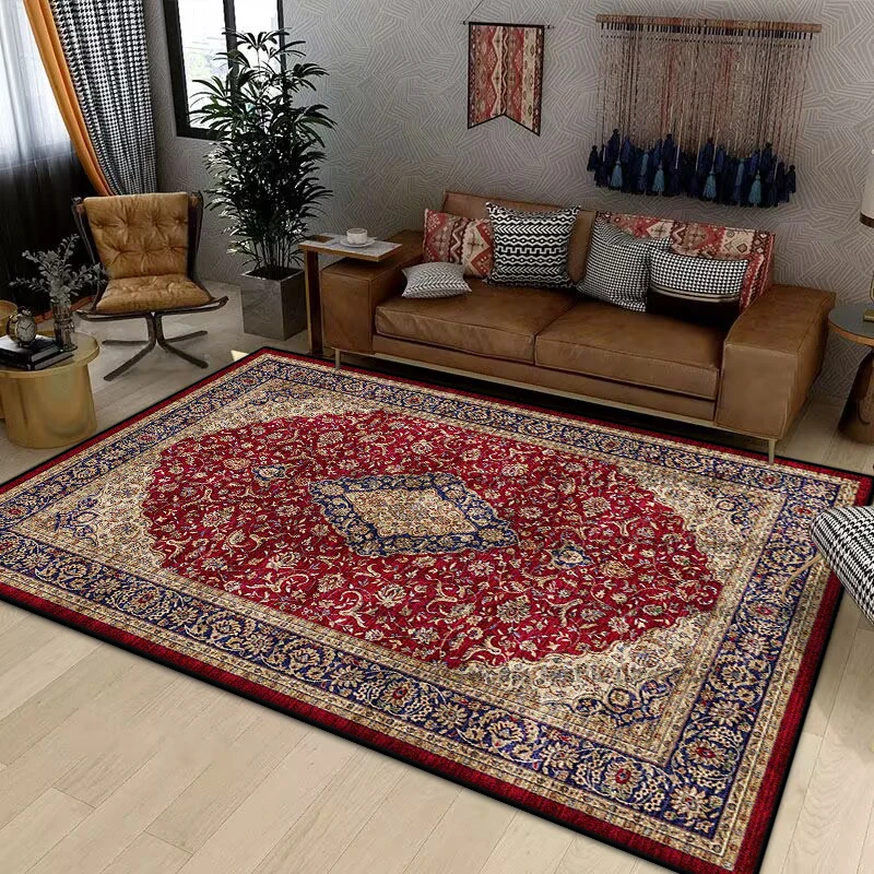 Persian Luxury Rugs for Bedroom Retro Red Home Decor Carpets for Living Room Soft Washable Non-slip Washroom Floor Mats Alfombra