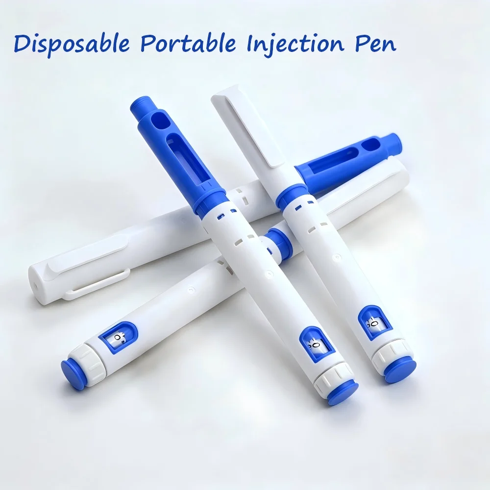 10PCS 60IU Disposable Adjustable Injection Blue Pen Compatible with 3ml Cartridge Plastic Pen Injector