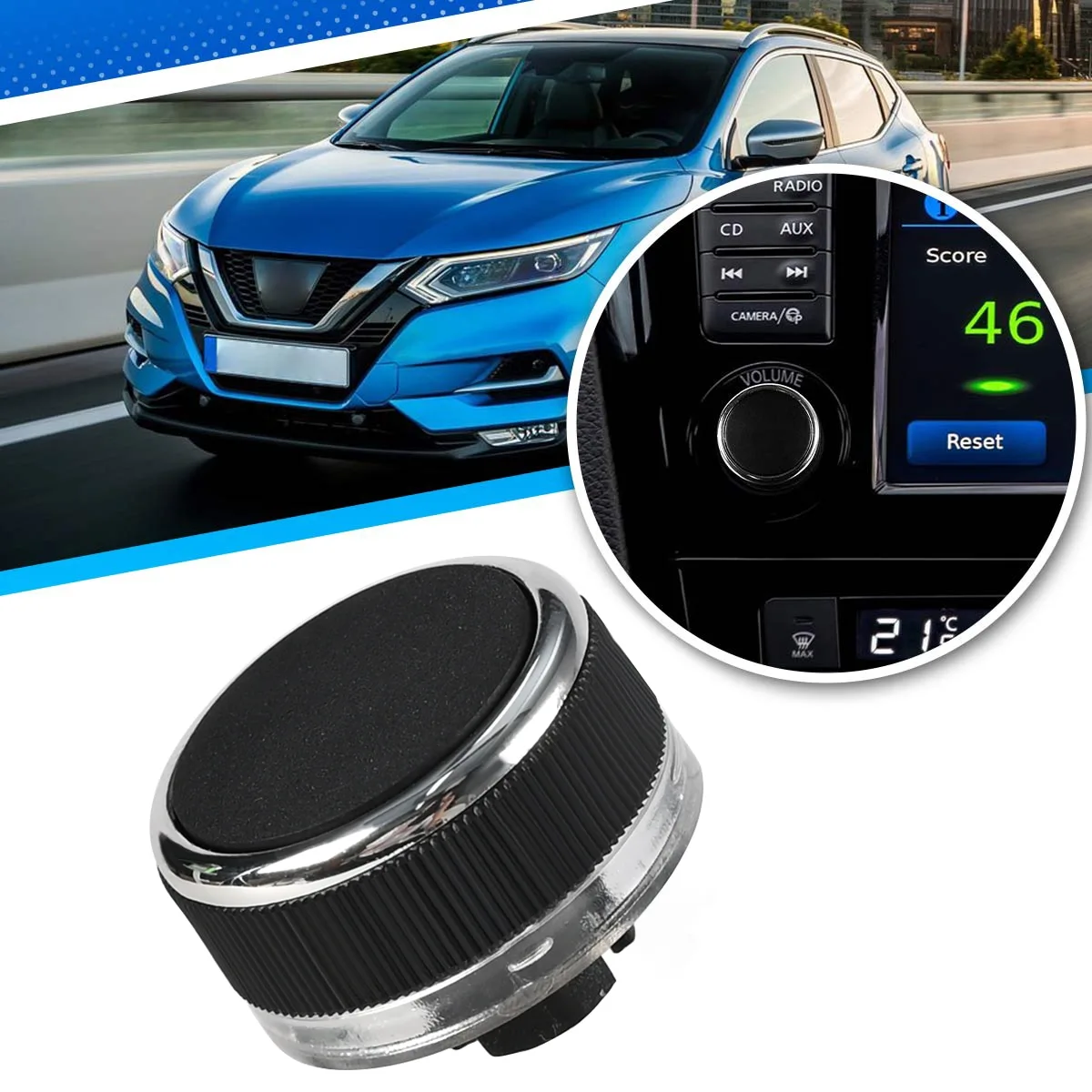 

Radio Knob Button Control Switch Volume Stereo Tuner Air Conditioning Aluminum Alloy PC ABS For Nissan Qashqai Juke Replacement