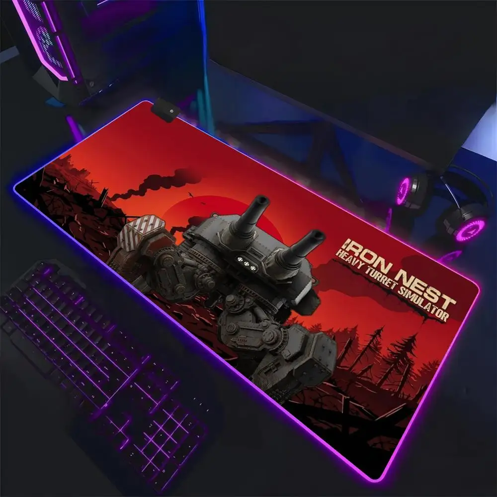 IRON NEST Heavy Turret Mouse Pad RGB,Gaming Mat Led Mousepad，Extended,Large RGB Mat,SoftPad,DeskMat,Glowing Pad