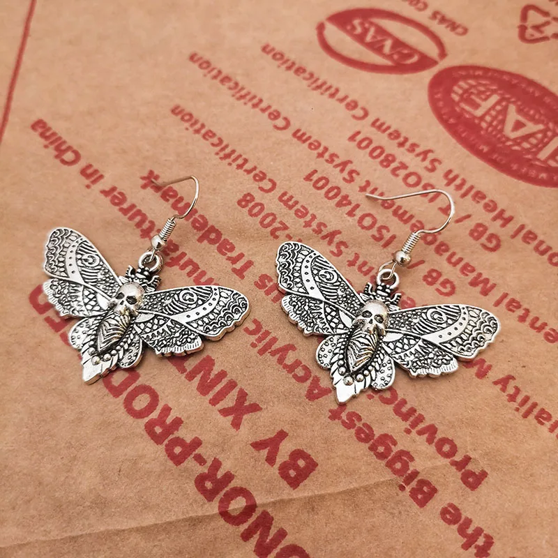 خمر أزياء الموت العثة استرخى إسقاط أقراط للنساء العصرية هالوين مجوهرات هدايا عيد الميلاد