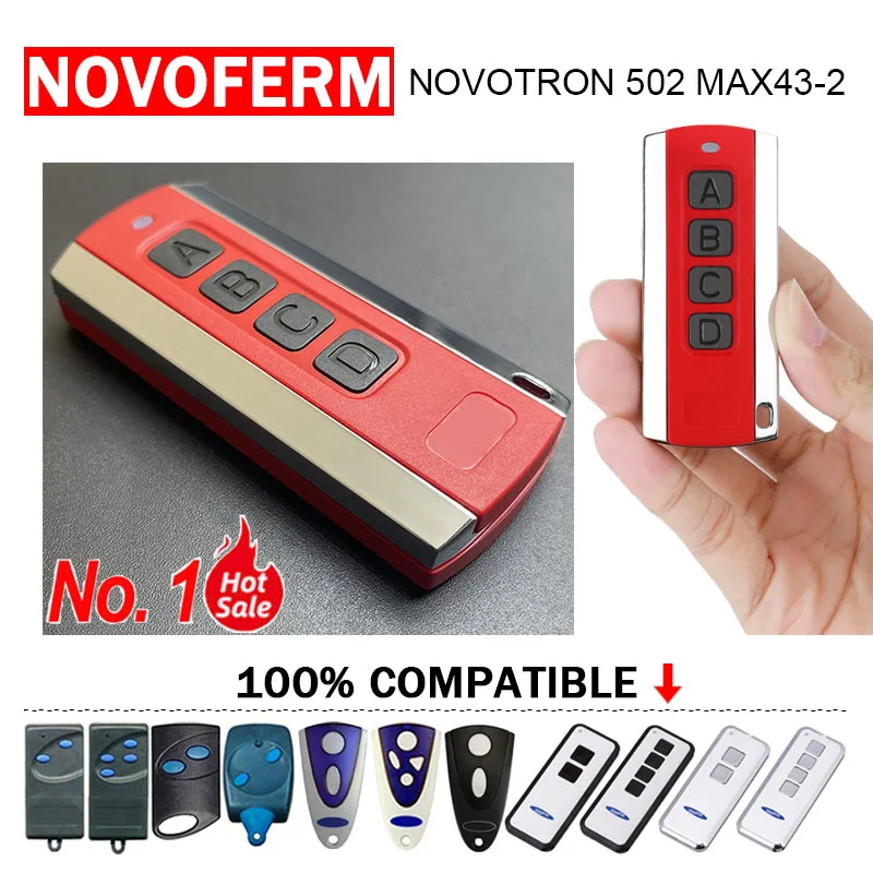 

NOVOFERM NOVOTRON 522 524 502 MAX43-2 504 MAX43-4 MCHS43-2 MTR43-2 MNHS433 Garage Door Opener Remote Control 433.92MHz