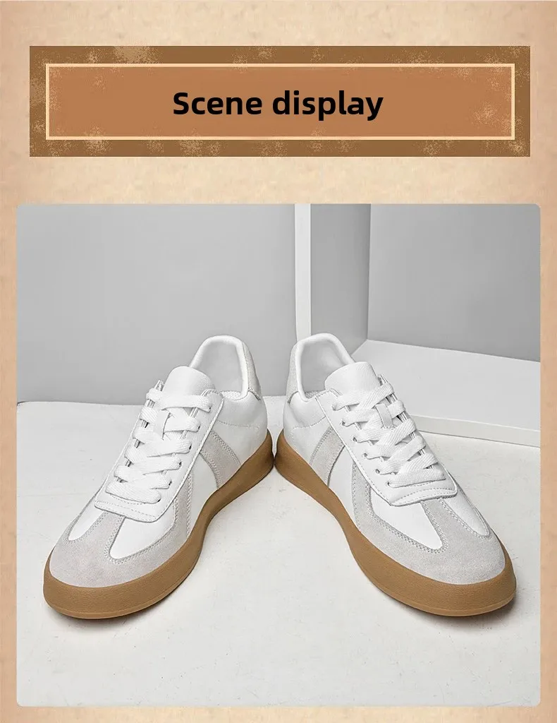 Men's Invisible Height Increasing Shoes 6/8cm German Training Shoes Breathable Genuine Leather Retro Casual Sports Shoes