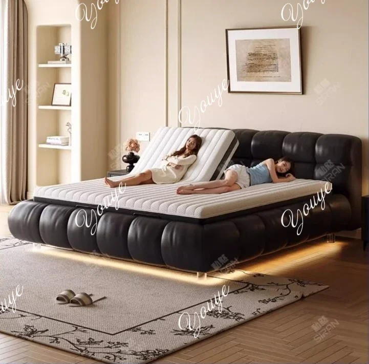 

N49 Fully automatic smart electric bed can voice zero gravity coax sleep massage lift bed master bedroom double bed puff